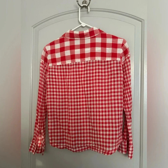 & Other Stories Red and White Gingham Print Button Down Blouse sz 4 - Picture 2 of 9